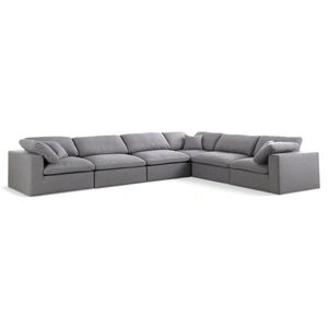 Meridian Furniture Serene 158-inch 6-Piece Linen Fabric Deluxe Comfort Modular Corner Sectional