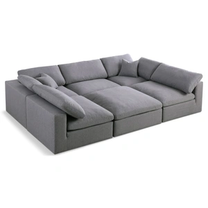 Meridian Furniture Serene 119-inch 6-Piece Linen Fabric Deluxe Comfort Modular Sectional
