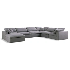 Meridian Furniture Serene 158-inch 7-Piece Linen Fabric Deluxe Comfort Modular Sectional