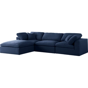 Meridian Furniture Serene 119-inch 4-Piece Linen Fabric Deluxe Comfort Modular Corner Sectional