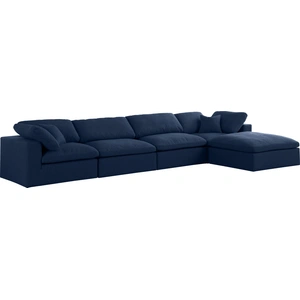 Meridian Furniture Serene 158-inch 5-Piece Linen Fabric Deluxe Comfort Modular Sectional