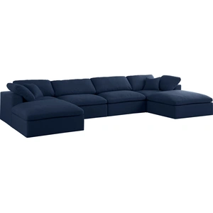 Meridian Furniture Serene 158-inch 6-Piece Linen Fabric Deluxe Comfort Modular U-Shape Sectional