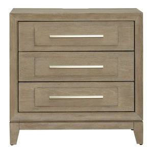 Liberty Furniture Brentwood Wood 3-Drawer Nightstand w/Charging Station, Sandstone