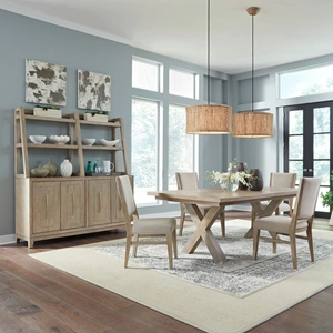 Liberty Furniture Brentwood Extendable Double Pedestal Dining Set | Sandstone, Sandstone