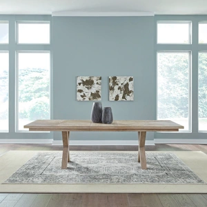 Liberty Furniture Brentwood Rectangular Wood Extendable Double Pedestal Dining Table, Sandstone