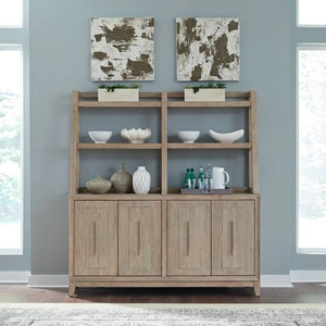 Liberty Furniture Brentwood Wood 4-Door Sideboard & Hutch, Sandstone