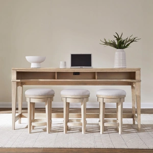 Liberty Furniture Brentwood Wood Console Bar Table Set with 3 Swivel Stools, Sandstone