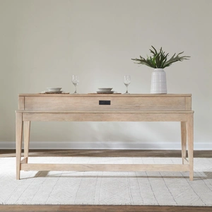 Liberty Furniture Brentwood Rectangular Wood Console Bar Table w/Charging Station, Sandstone