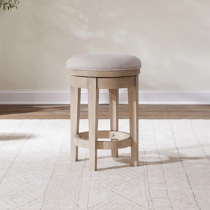 Liberty Furniture Brentwood Fabric/Wood Swivel Console Stool, Sandstone/Taupe