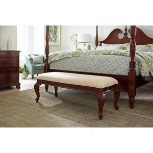 American Drew Cherry Grove Fabric/Wood Bed Bench, Cherry