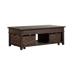 Liberty Furniture Mill Creek Rectangular Wood Lift Top Cocktail Table, Peppercorn