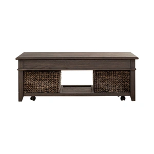 Liberty Furniture Mill Creek Rectangular Wood Lift Top Cocktail Table, Peppercorn