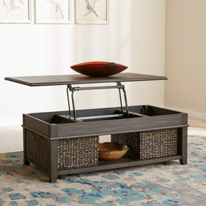 Liberty Furniture Mill Creek Rectangular Wood Lift Top Cocktail Table, Peppercorn