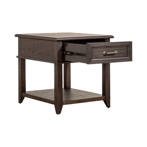 Liberty Furniture Mill Creek Rectangular Wood 1-Drawer End Table, Peppercorn
