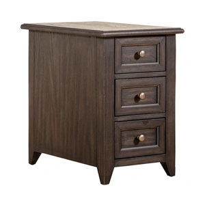 Liberty Furniture Mill Creek Rectangular Wood 3-Drawer Chairside Table, Peppercorn