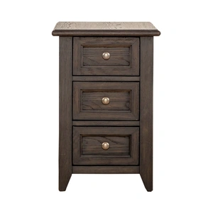 Liberty Furniture Mill Creek Rectangular Wood 3-Drawer Chairside Table, Peppercorn