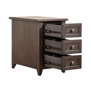 Liberty Furniture Mill Creek Rectangular Wood 3-Drawer Chairside Table, Peppercorn