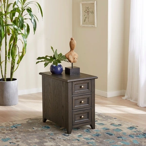Liberty Furniture Mill Creek Rectangular Wood 3-Drawer Chairside Table, Peppercorn