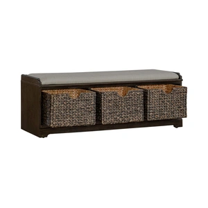 Liberty Furniture Mill Creek Linen/Wood Wall Bench w/3 Baskets, Peppercorn