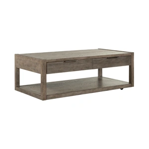 Liberty Furniture Bartlett Field Rectangular Wood 2-Drawer Cocktail Table, Dusty Taupe