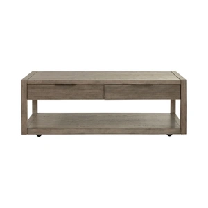 Liberty Furniture Bartlett Field Rectangular Wood 2-Drawer Cocktail Table, Dusty Taupe