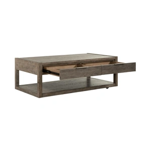 Liberty Furniture Bartlett Field Rectangular Wood 2-Drawer Cocktail Table, Dusty Taupe