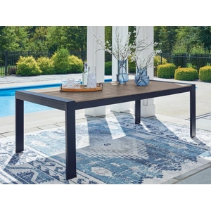 Ashley Furniture East Beach Aluminum/HDPE Rectangular Dining Table, Navy Blue/Driftwood