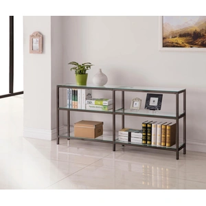 Coaster Kate 2-tier Glass/Metal Bookcase, Clear/Black Nickel