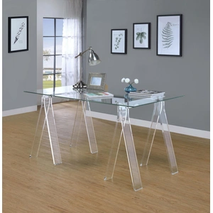 Coaster Amaturo Glass Top Writing Desk with Acrylic Base