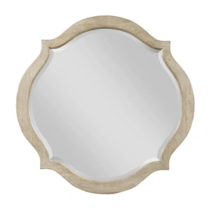 American Drew Vista Durant Round Wood Accent Mirror, White Oak