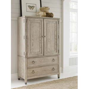 American Drew Vista Easton Wood Door Chest w/2 Doors & 2 Drawers, White Oak
