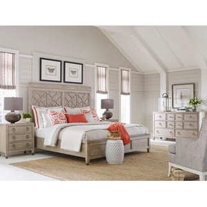 American Drew Vista Prescott Wood Nightstand w/3 Drawers, White Oak