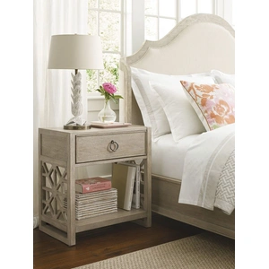 American Drew Vista Delray Wood Open Nightstand w/Drawer, White Oak