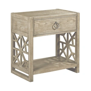 American Drew Vista Delray Wood Open Nightstand w/Drawer, White Oak