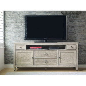 American Drew Vista Biscane Wood Entertainment Console w/2 Doors & 4 Drawers, White Oak