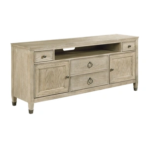 American Drew Vista Biscane Wood Entertainment Console w/2 Doors & 4 Drawers, White Oak
