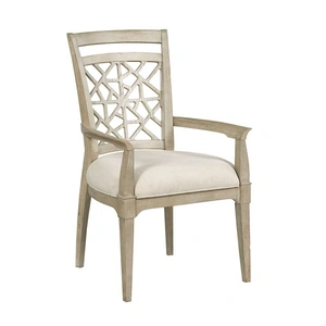 American Drew Vista Essex Fabric/Wood Arm Chair, White Oak/Beige
