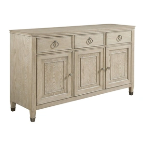 American Drew Vista Meridien Wood Buffet w/3 Doors & 3 Drawers, White Oak