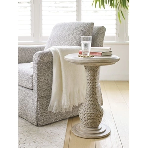 American Drew Vista Biscayne Round Wood End Table, White Oak