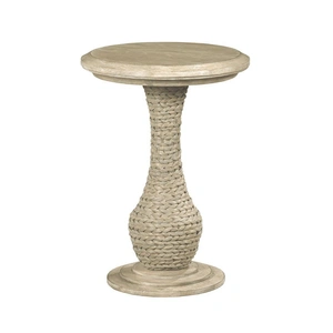 American Drew Vista Biscayne Round Wood End Table, White Oak