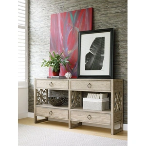 American Drew Vista Biscayne Wood Hall Console w/4 Drawers, White Oak