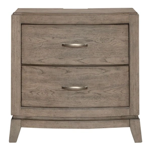 Liberty Furniture Avalon Wood 2-Drawer Nightstand w/Charging Station, Burnished Beige