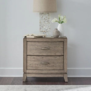 Liberty Furniture Avalon Wood 2-Drawer Nightstand w/Charging Station, Burnished Beige