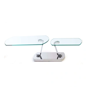 Chintaly Imports 8062 Motion Glass Top Cocktail Table, Clear