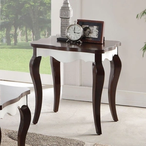 ACME Mathias Wood Rectangular End Table, Walnut/White