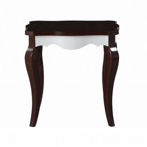 ACME Mathias Wood Rectangular End Table, Walnut/White