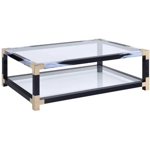 ACME Lafty Coffee Table, White Brushed & Clear Glass