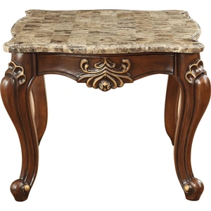 ACME Shalisa Marble/Wood Square End Table, Brown
