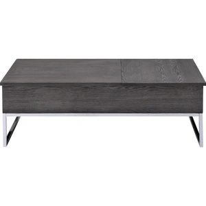 ACME Iban Wood Rectangular Lift Top Storage Coffee Table Set, Gray Oak