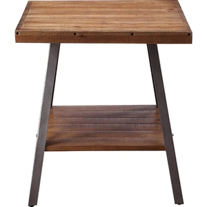 ACME Ikram Wood/Metal Square End Table, Weathered Oak